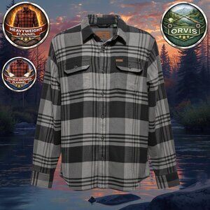 Orvis Heavyweight Flannel Shirt – Ale Gray Plaid – XL – NWT